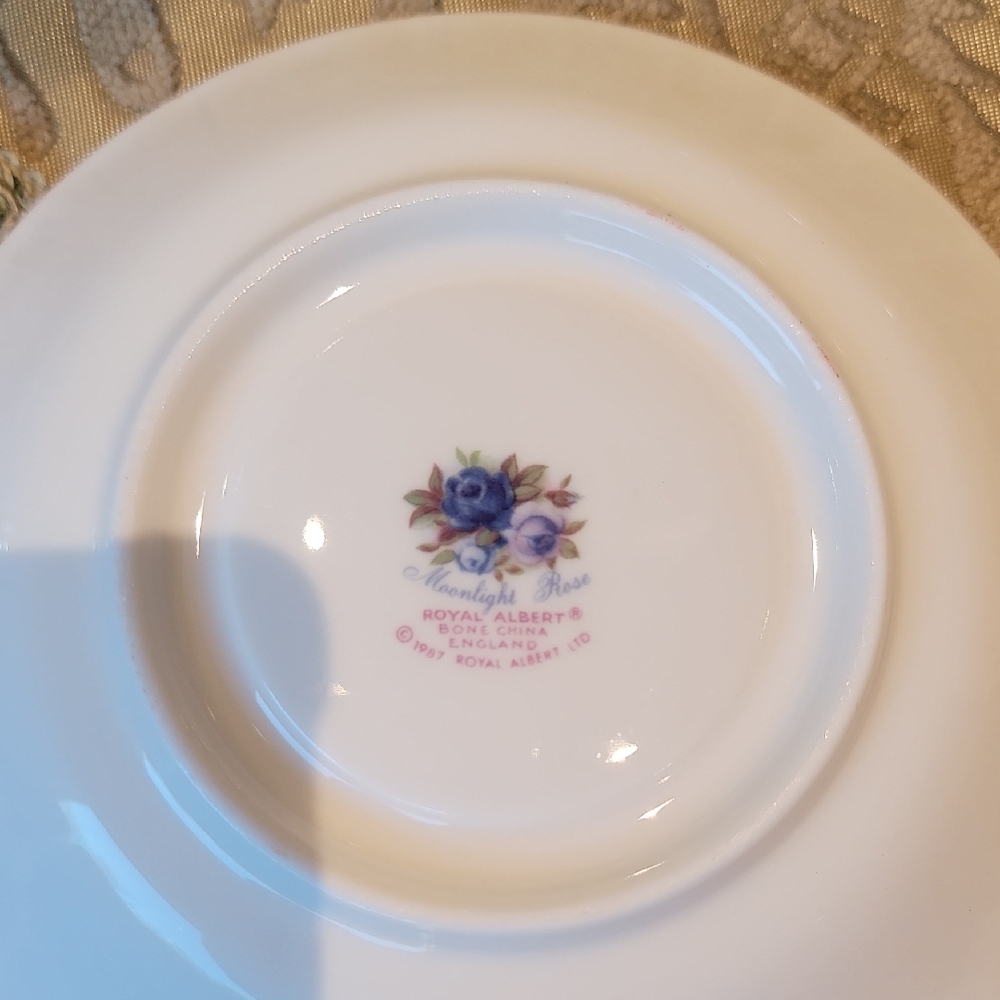 Royal Albert Moonlight Rose Plate Setting with Blue and Pink Floral Design